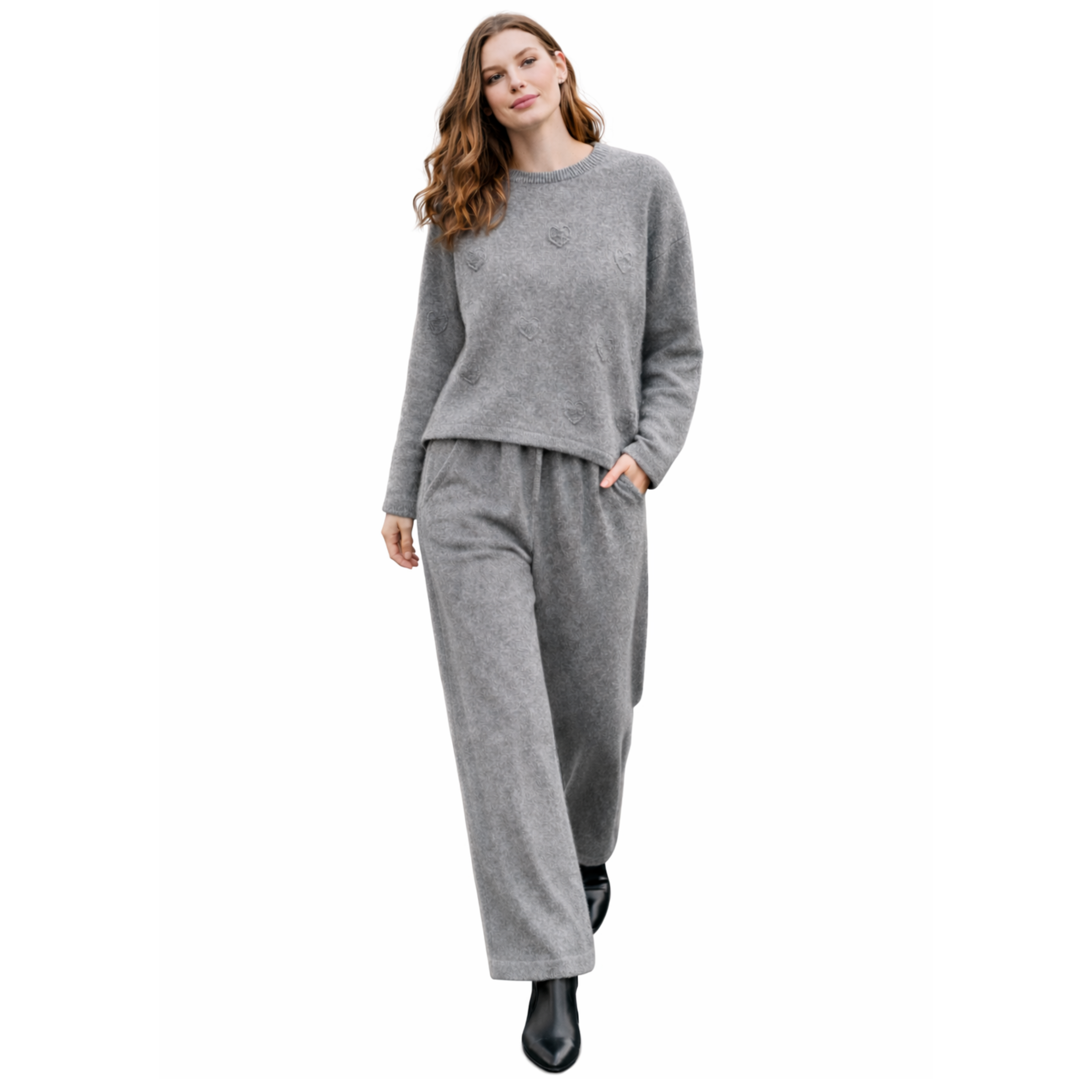 Women's Grey Knit Lounge Set