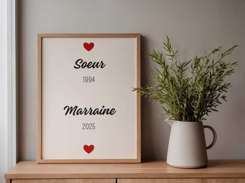 Affiche personnalisée Soeur & Marraine