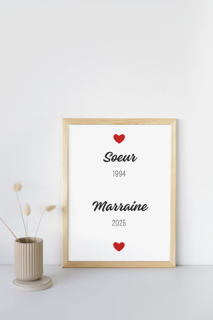 Affiche personnalisée Soeur & Marraine