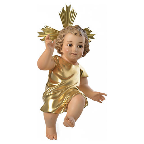 Niño Jesús pasta de madera vestido dorado 35 cm