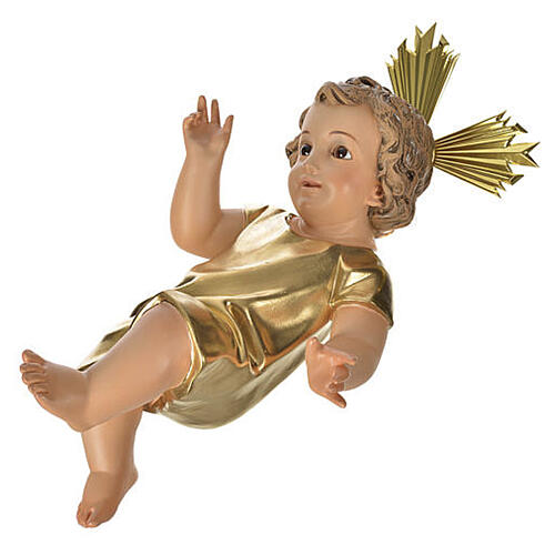 Niño Jesús pasta de madera vestido dorado 35 cm