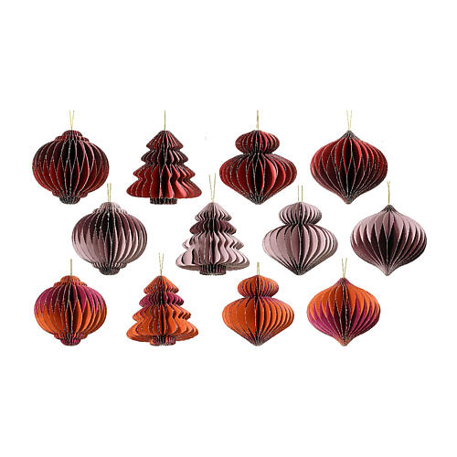 Caja 16 adornos papel tres colores