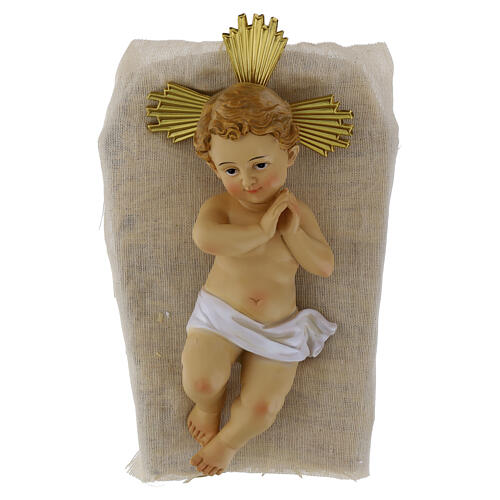 Niño Jesús con cuna de madera 25 cm