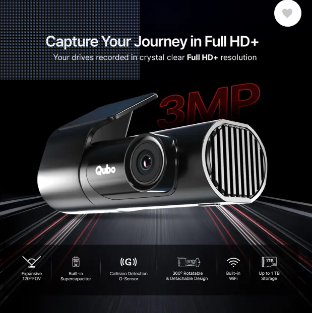 Qubo 3MP Full HD+ Dash Camera