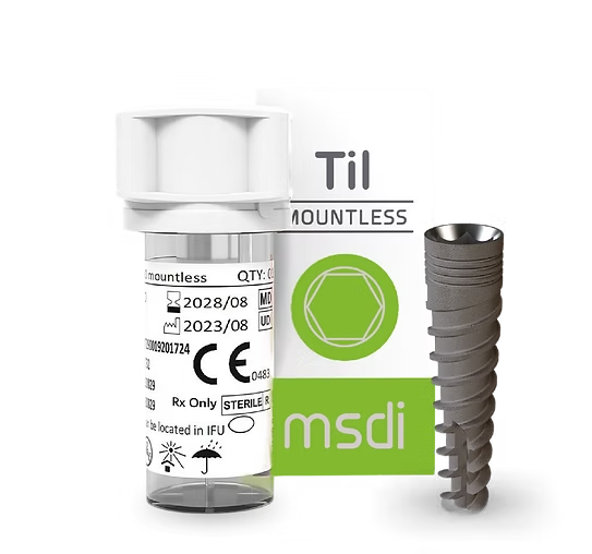 Implante dental MSDI Til Mountless para espacios estrechos