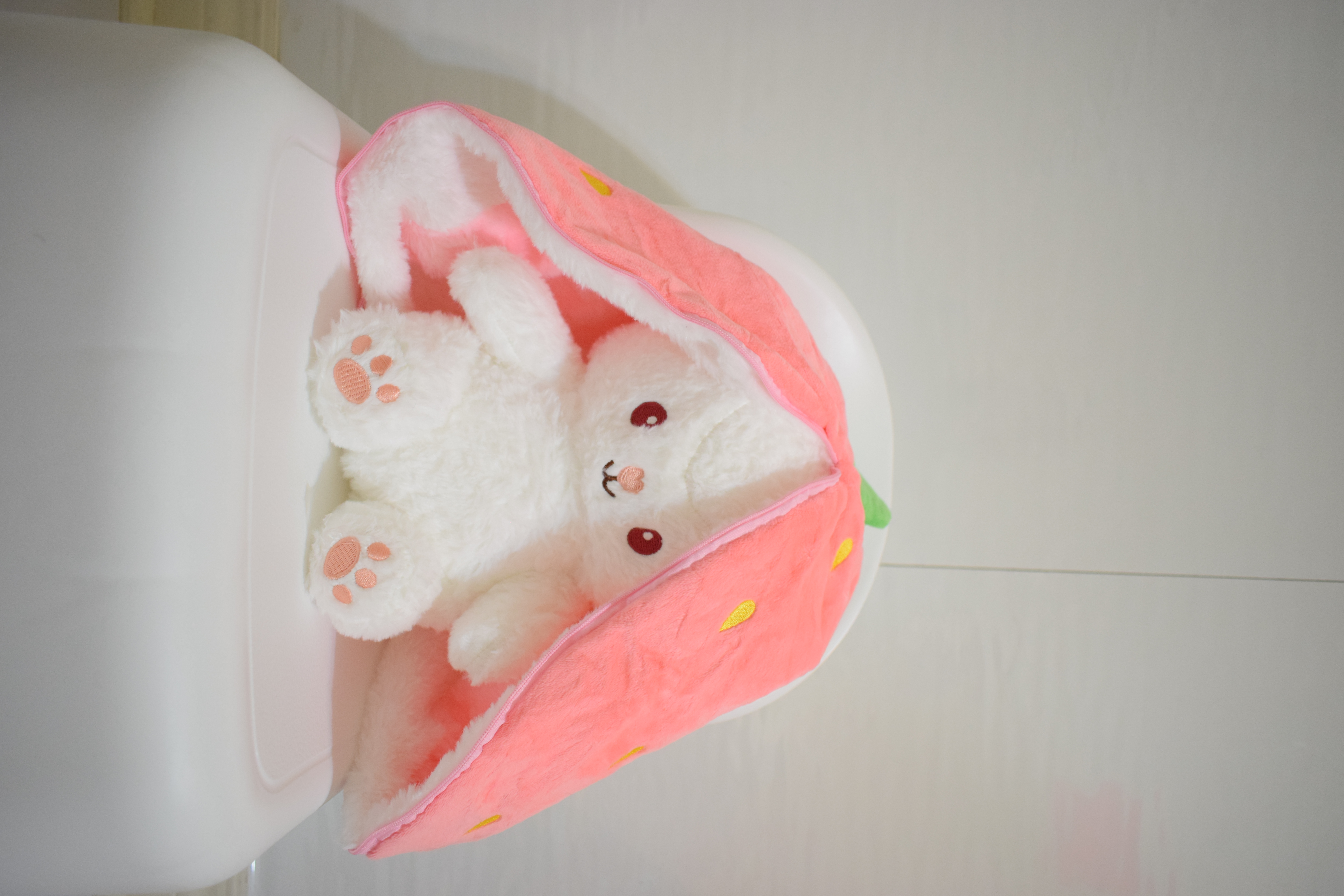 Plush Bunny Toy with Strawberry Blanket