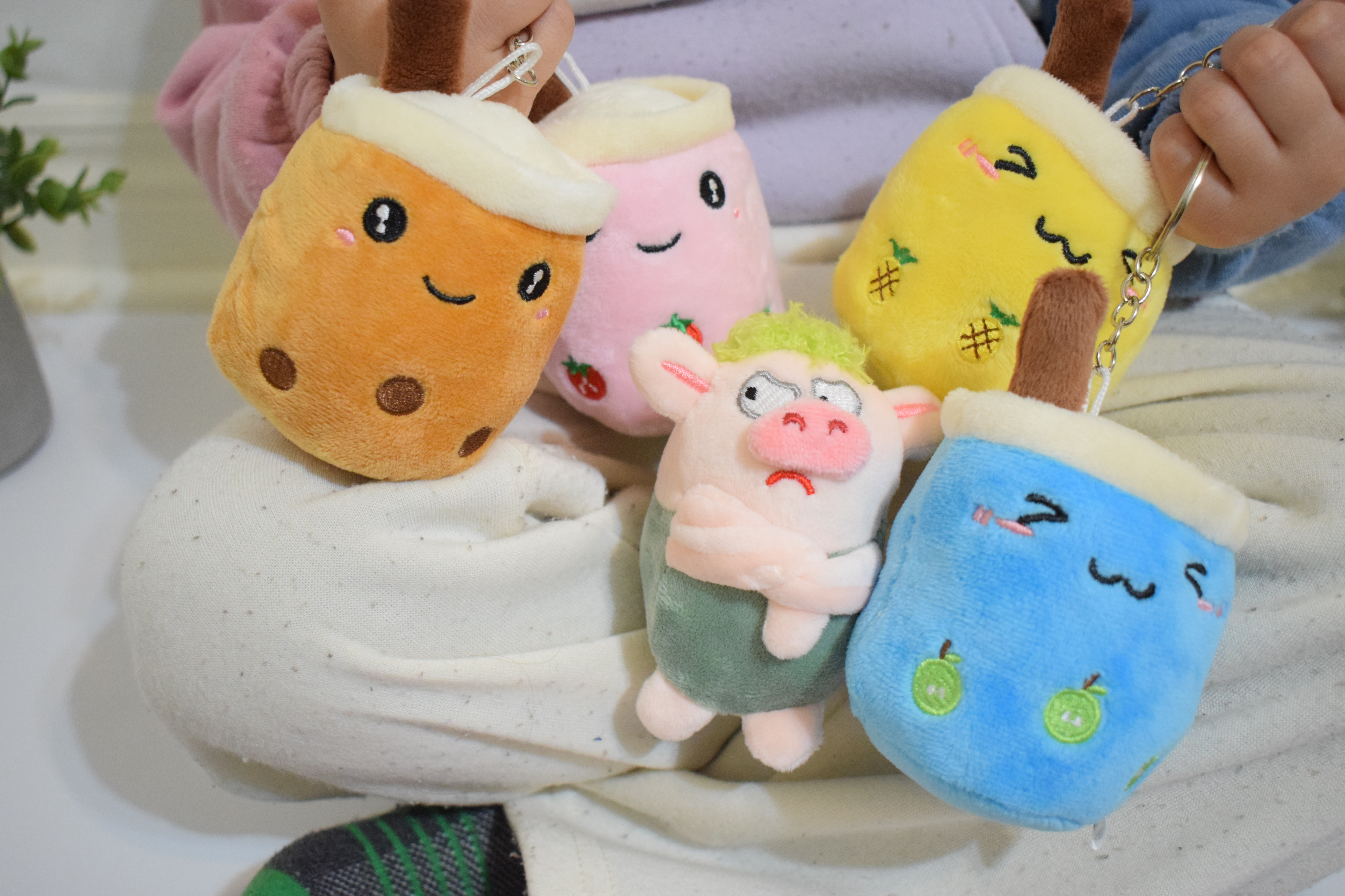 Boba tea cup keychains