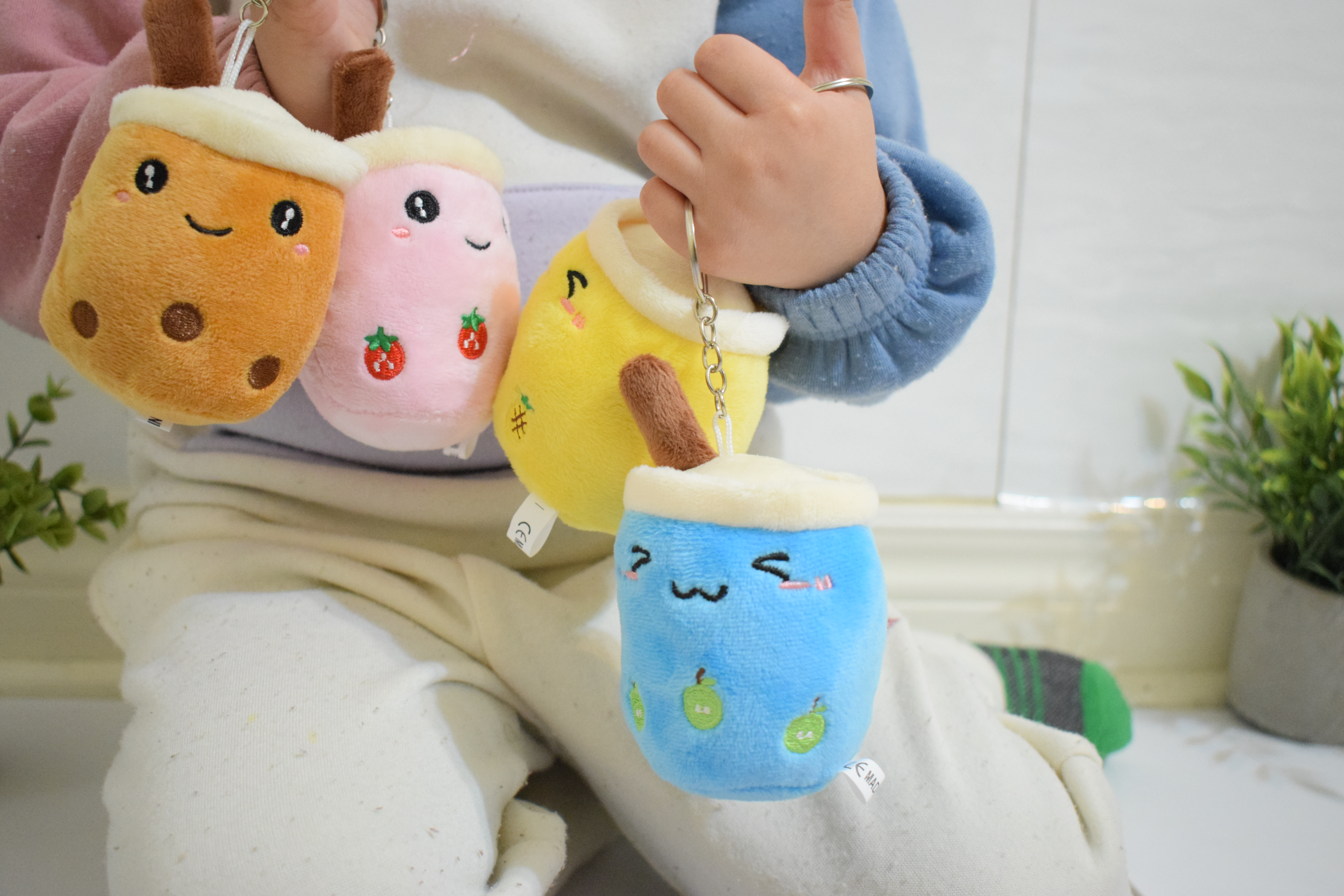 Boba tea cup keychains