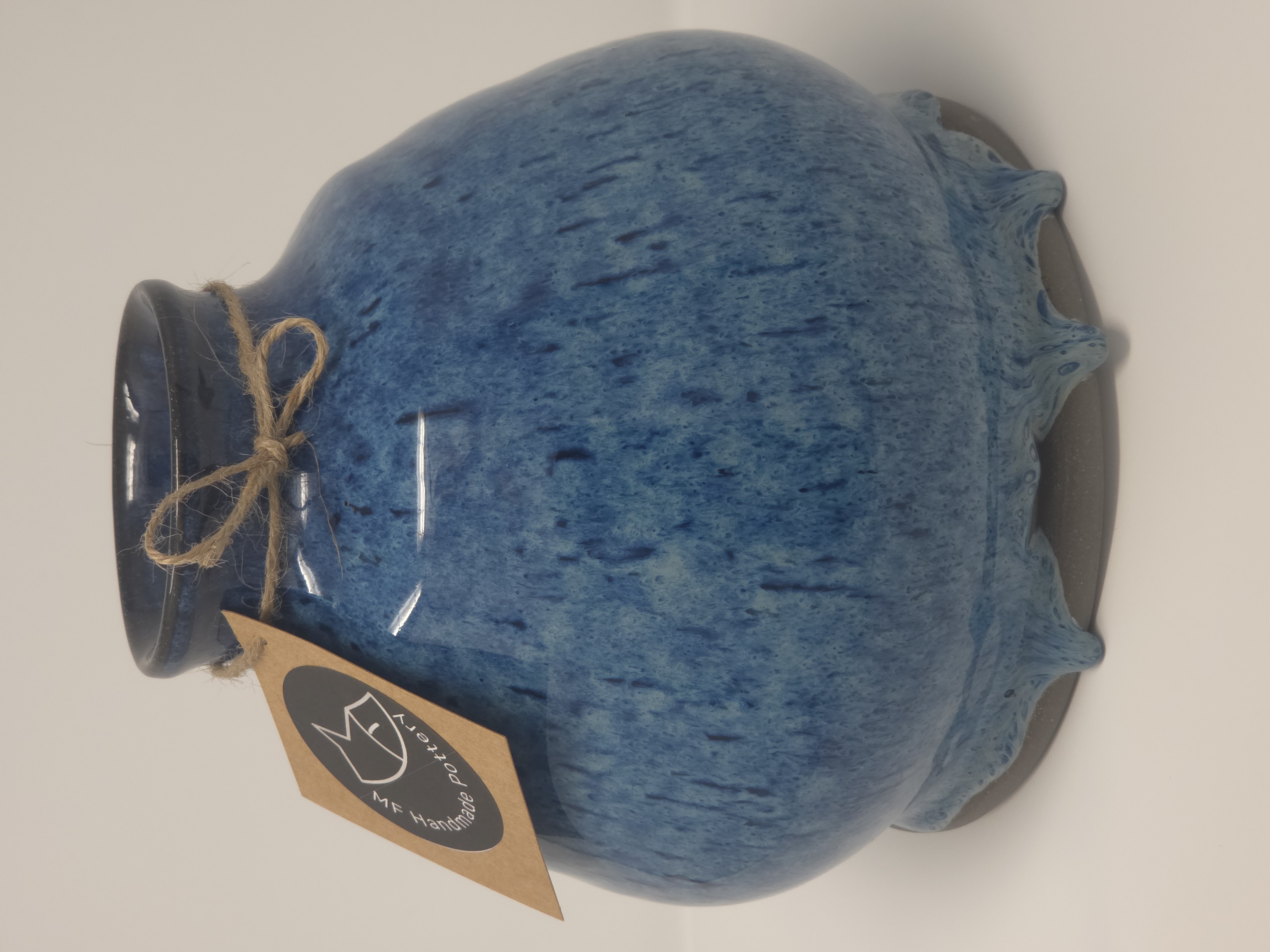 Handcrafted Blue Ceramic Moon Jar