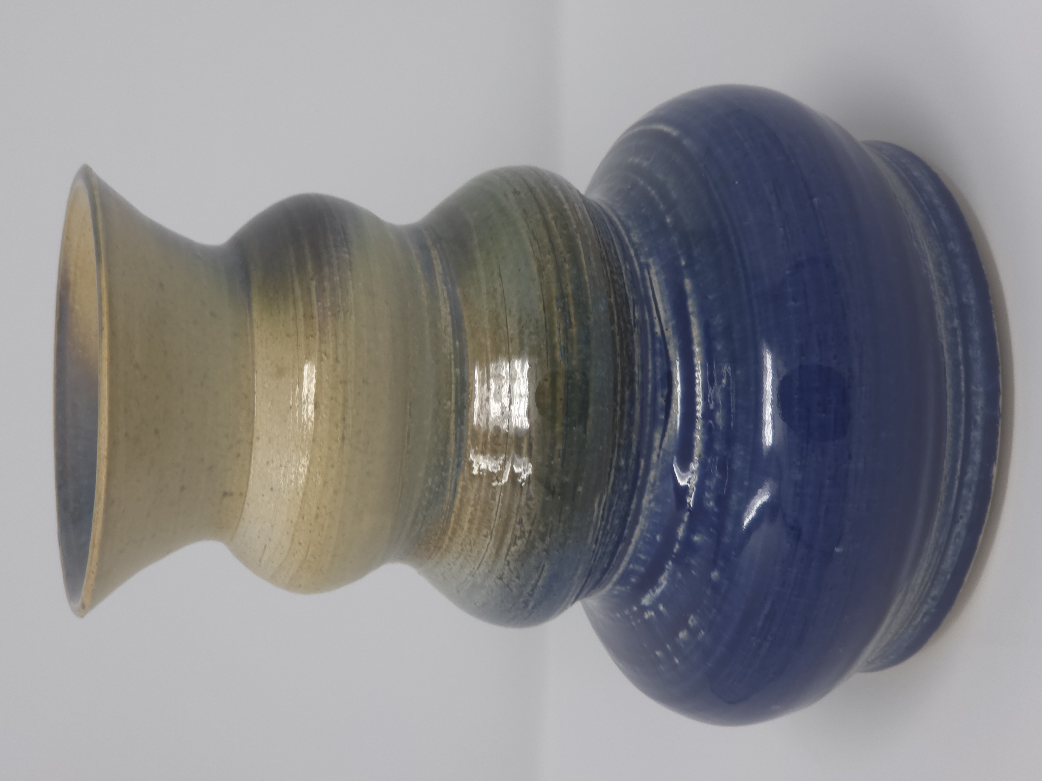 Blue and tan bubble vase