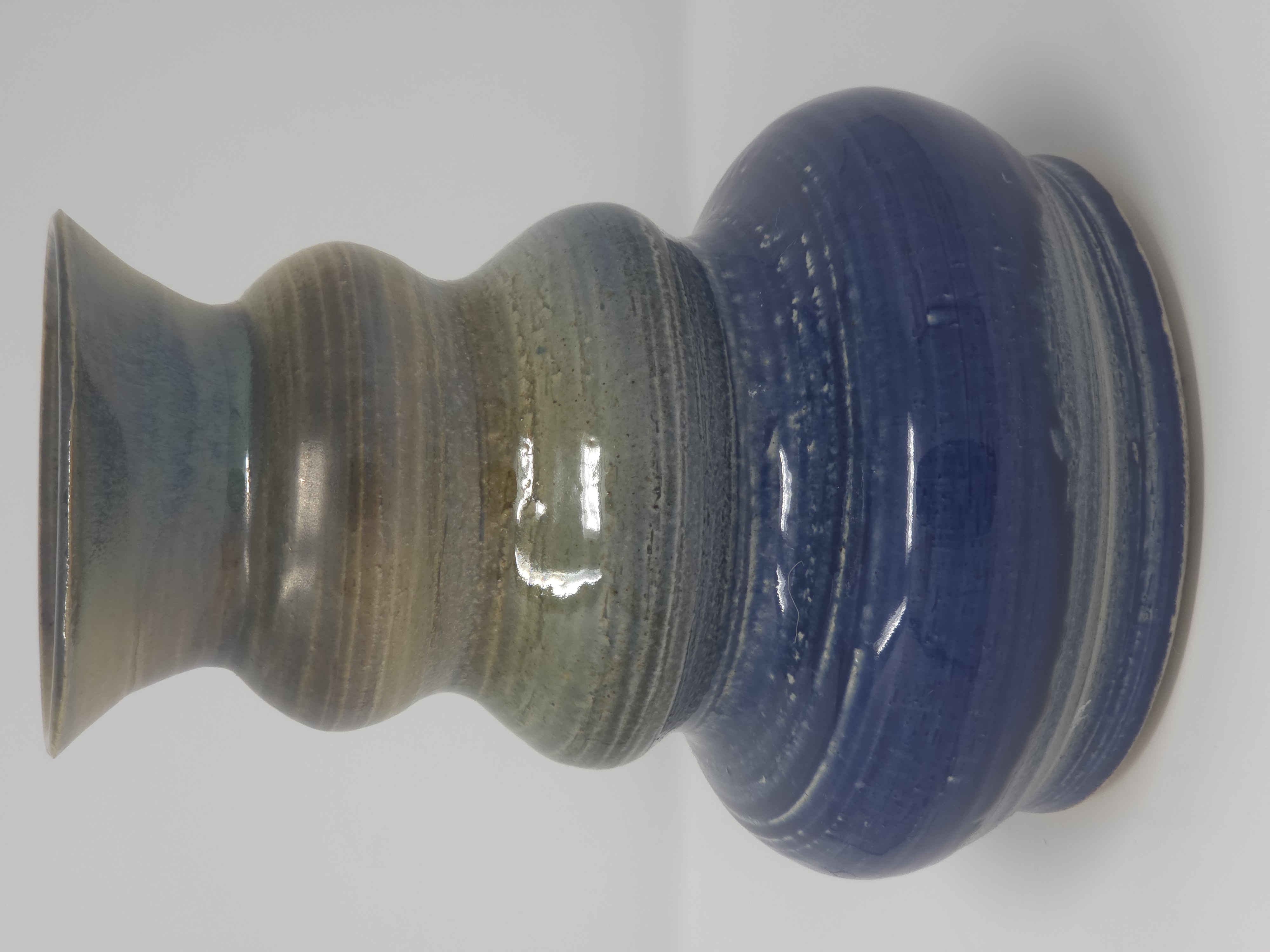 Blue and tan bubble vase