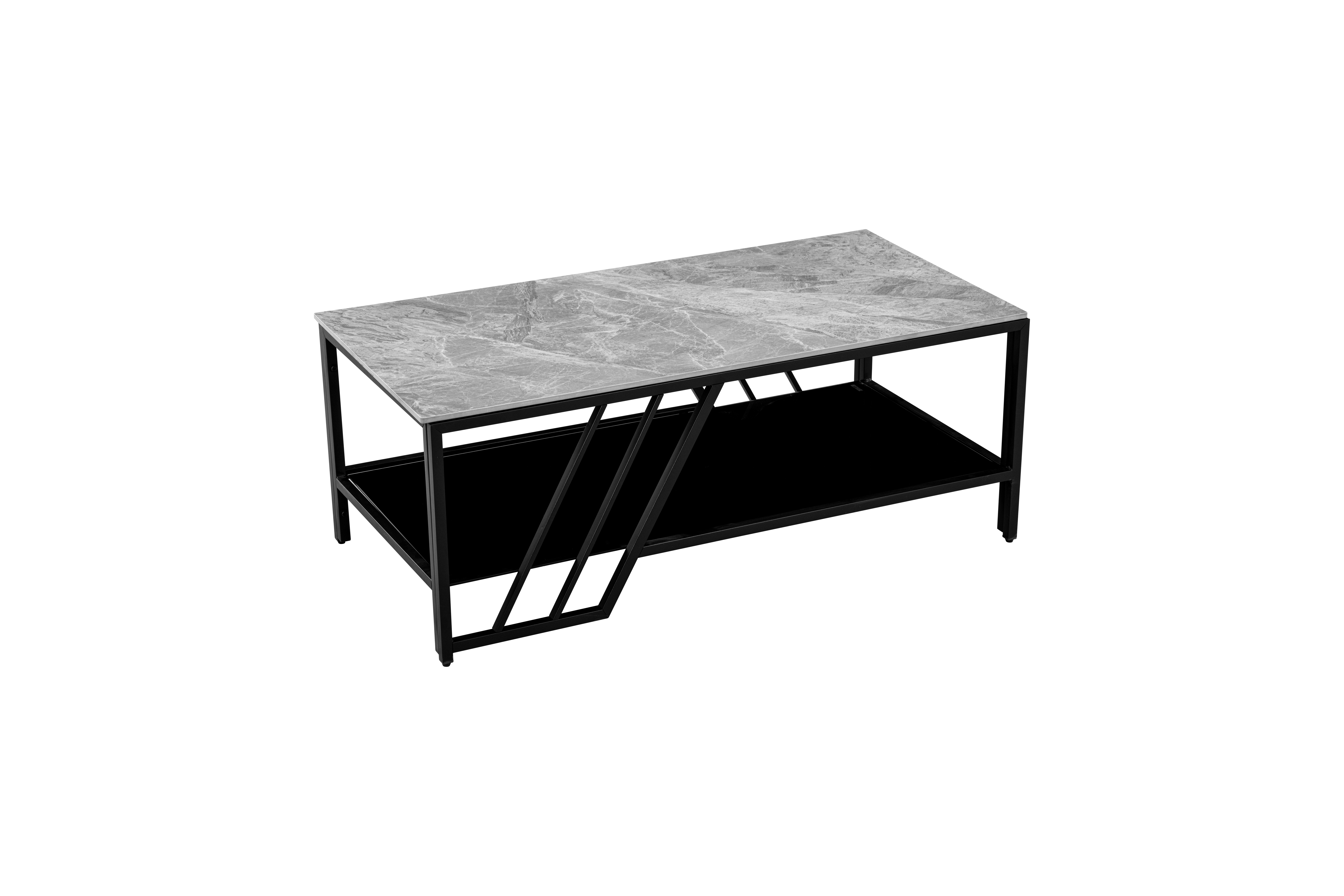 Coffee Table (Stone Effect, Metal Frame)