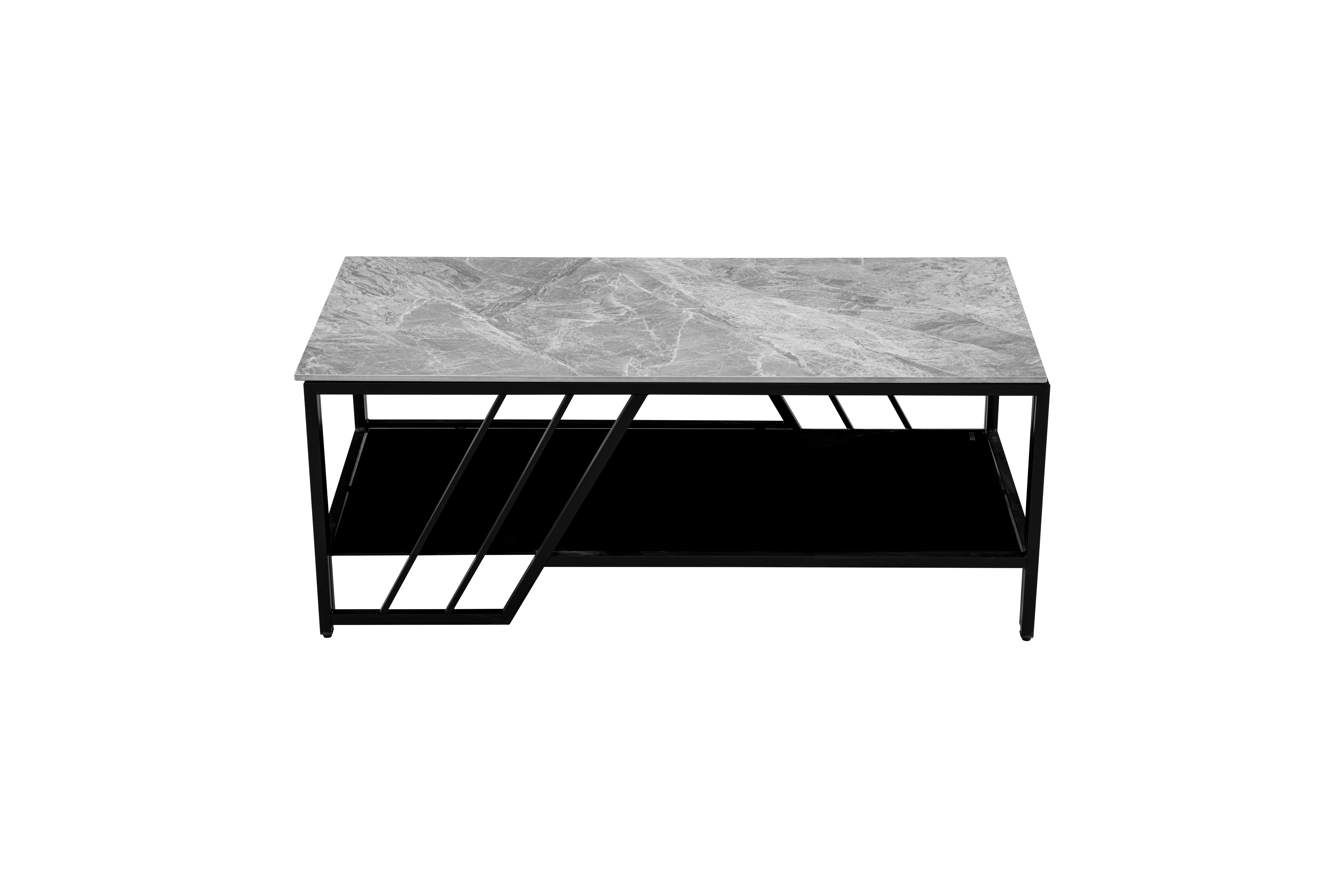 Coffee Table (Stone Effect, Metal Frame)