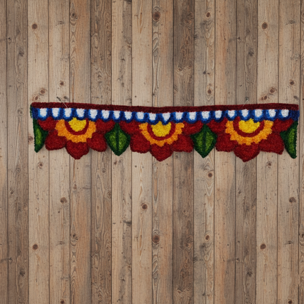 Auspicious Deep Red & Gold Handmade Floral Toran | Traditional Door Hanging for Festivals