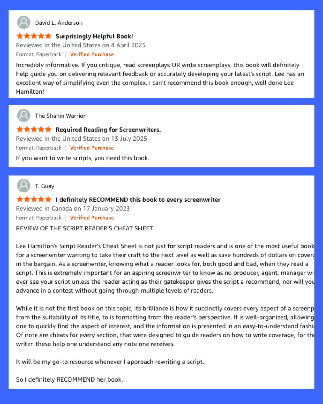 The Script Reader's Cheat Sheet