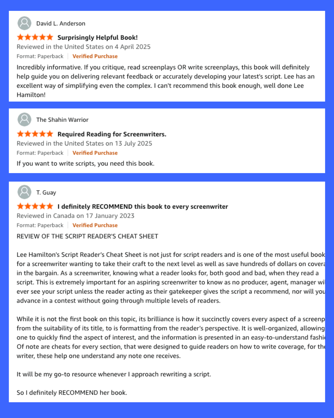 The Script Reader's Cheat Sheet