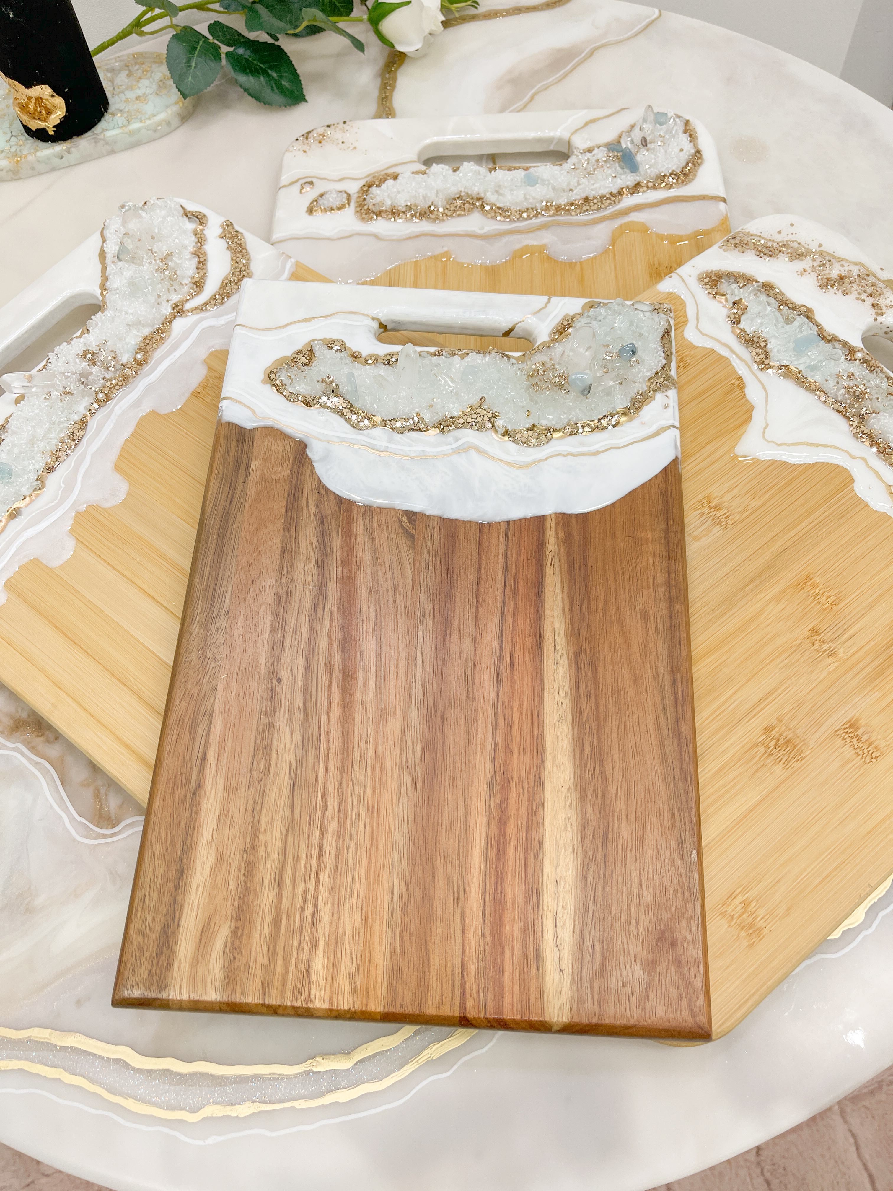 Platou de servit branzeturi/ aperitive cu cristale naturale