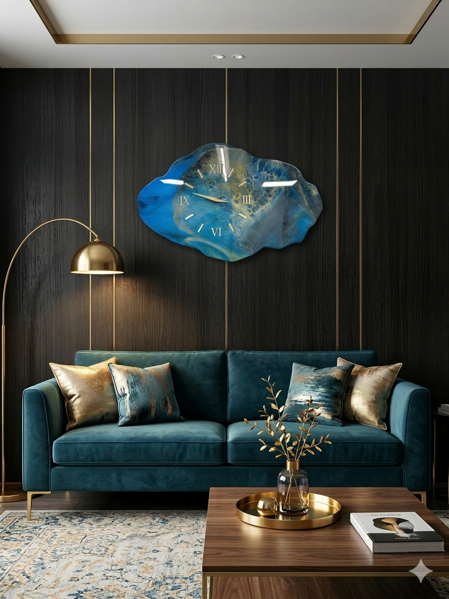 Ceas de perete Azur Gold 80x50 cm