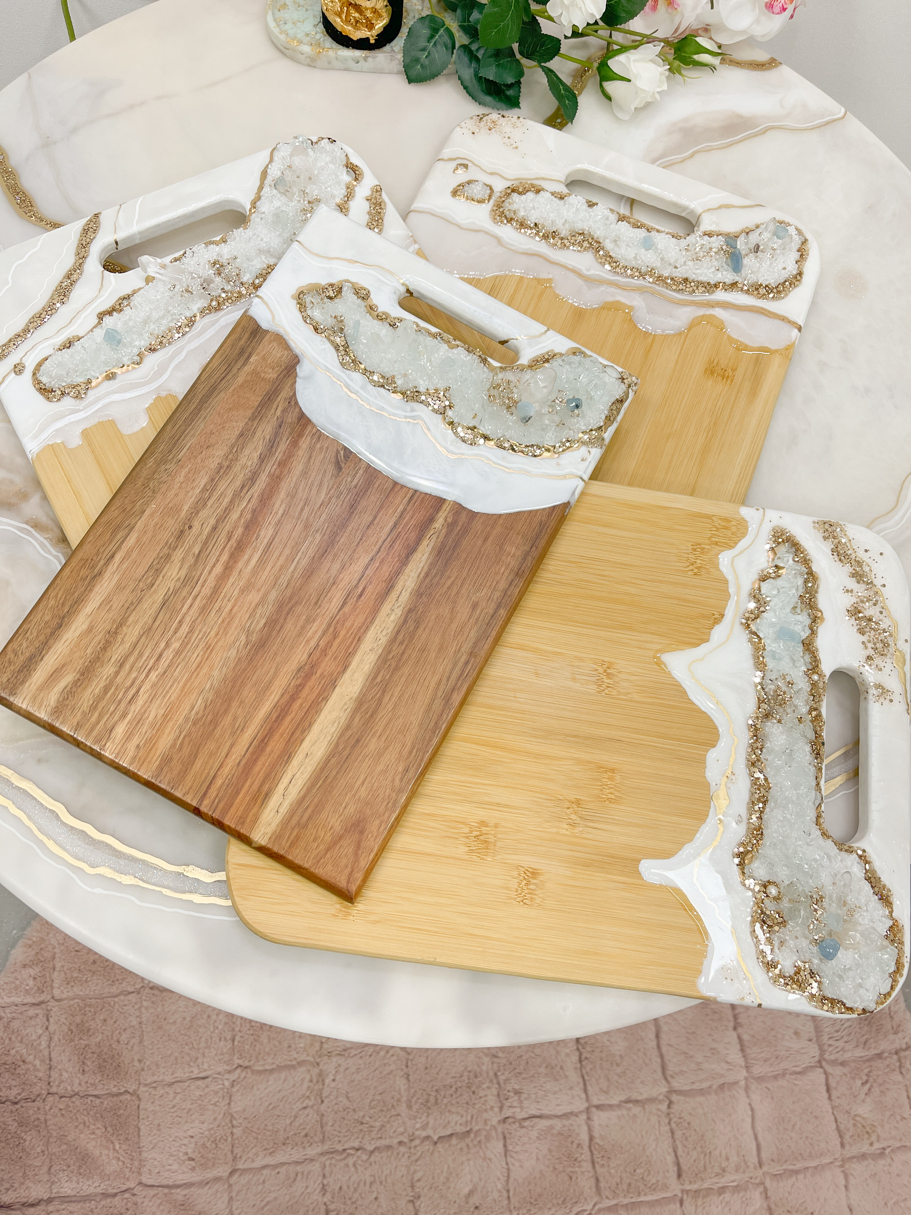 Platou de servit branzeturi/ aperitive cu cristale naturale