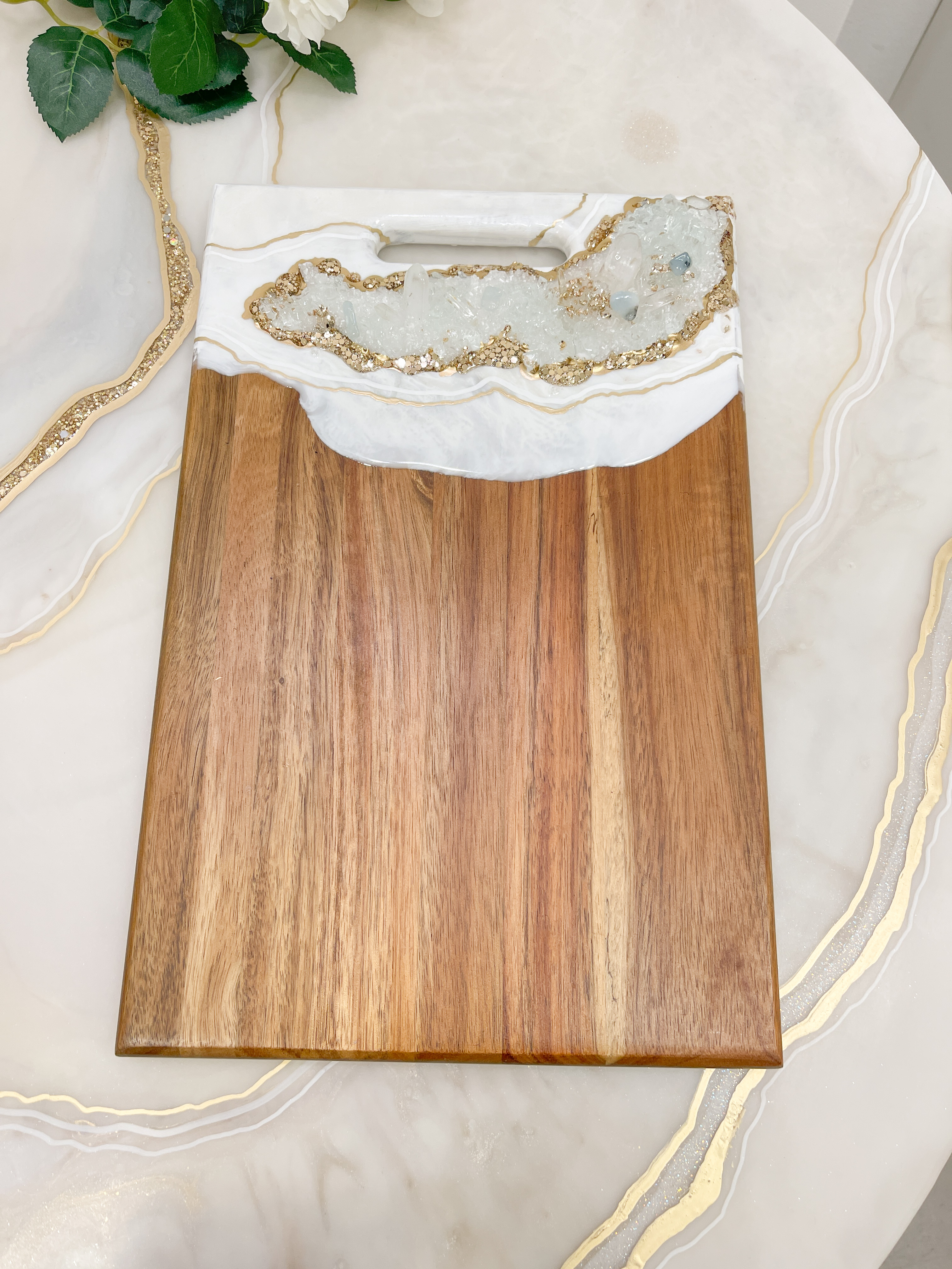 Platou de servit branzeturi/ aperitive cu cristale naturale