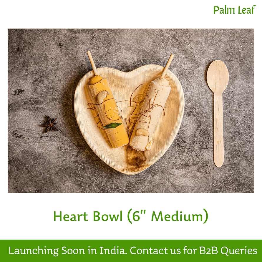 Palm Leaf Heart Bowl (6" Medium)