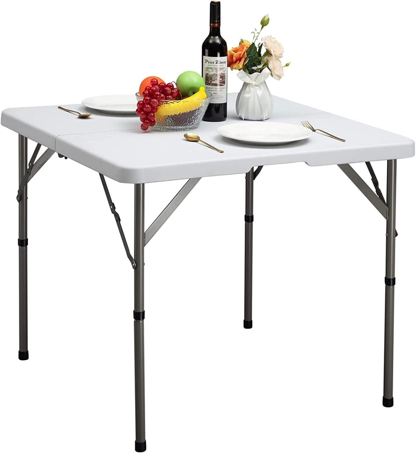 LASA SQUARE 86CM FOLDING CARD TABLE - BLACK