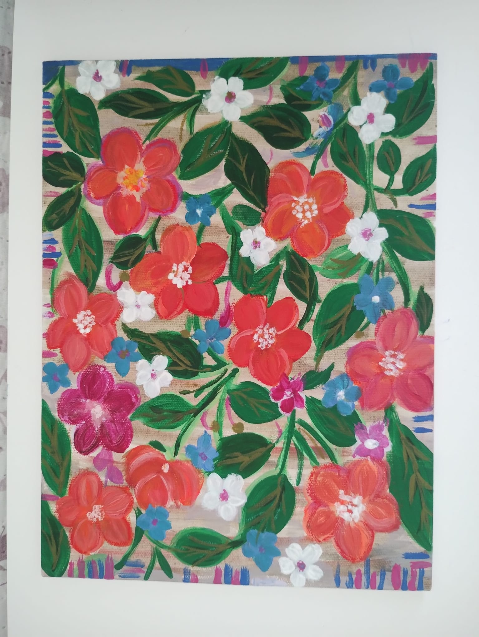 Floral Acrylic Painting - 9* 12 inches Canvas Panel