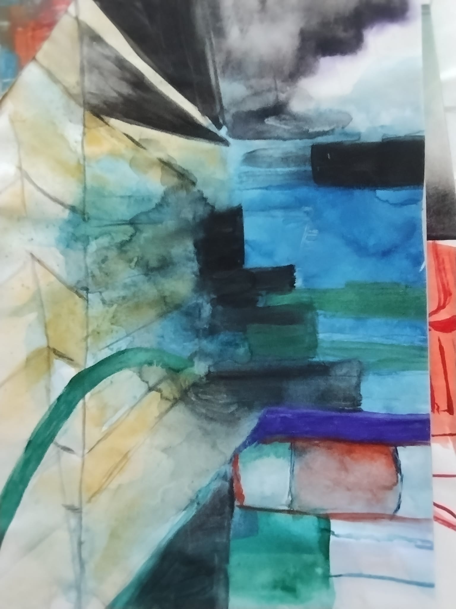Abstract Watercolor Painting A3 Size