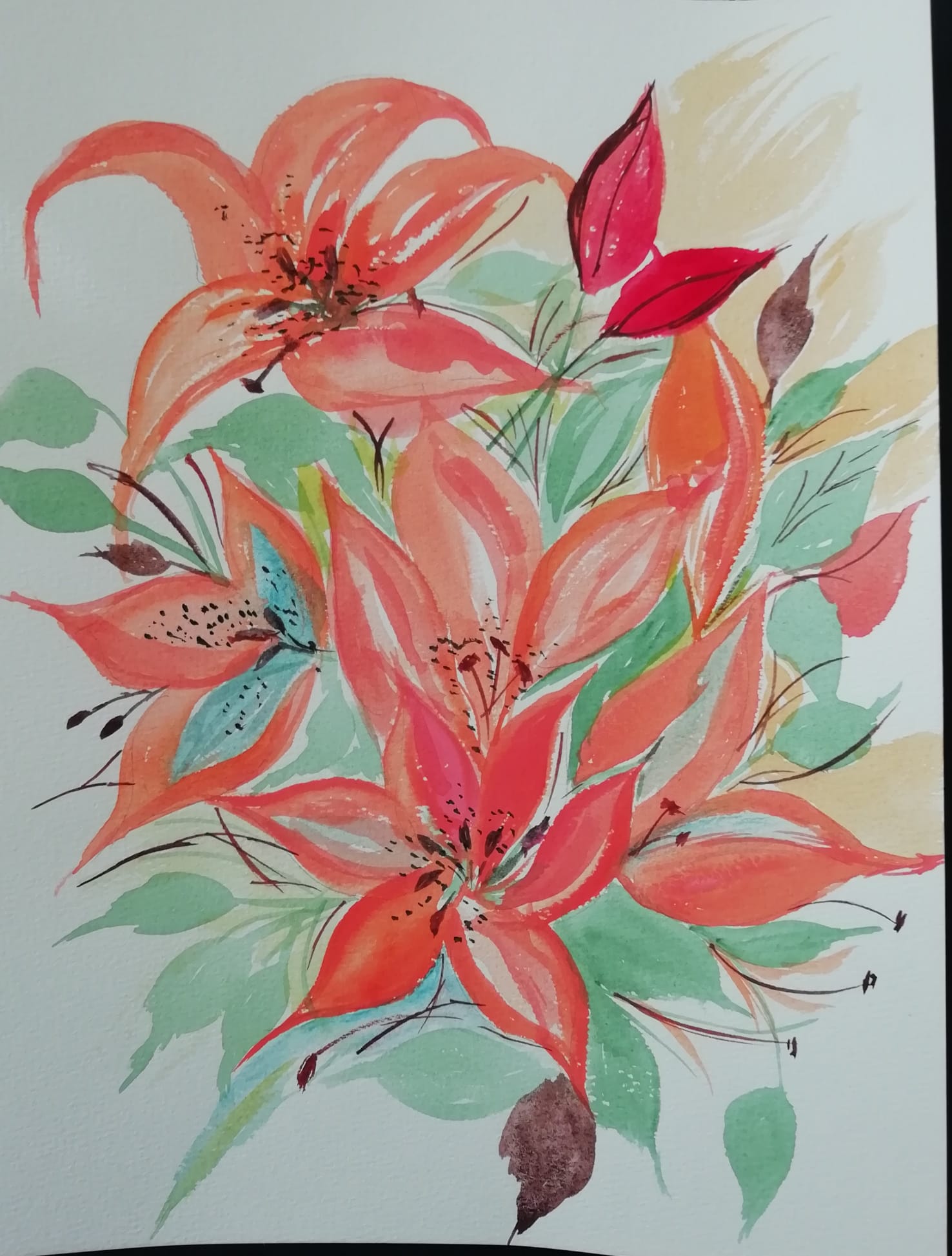 Hand-Painted Floral Artwork