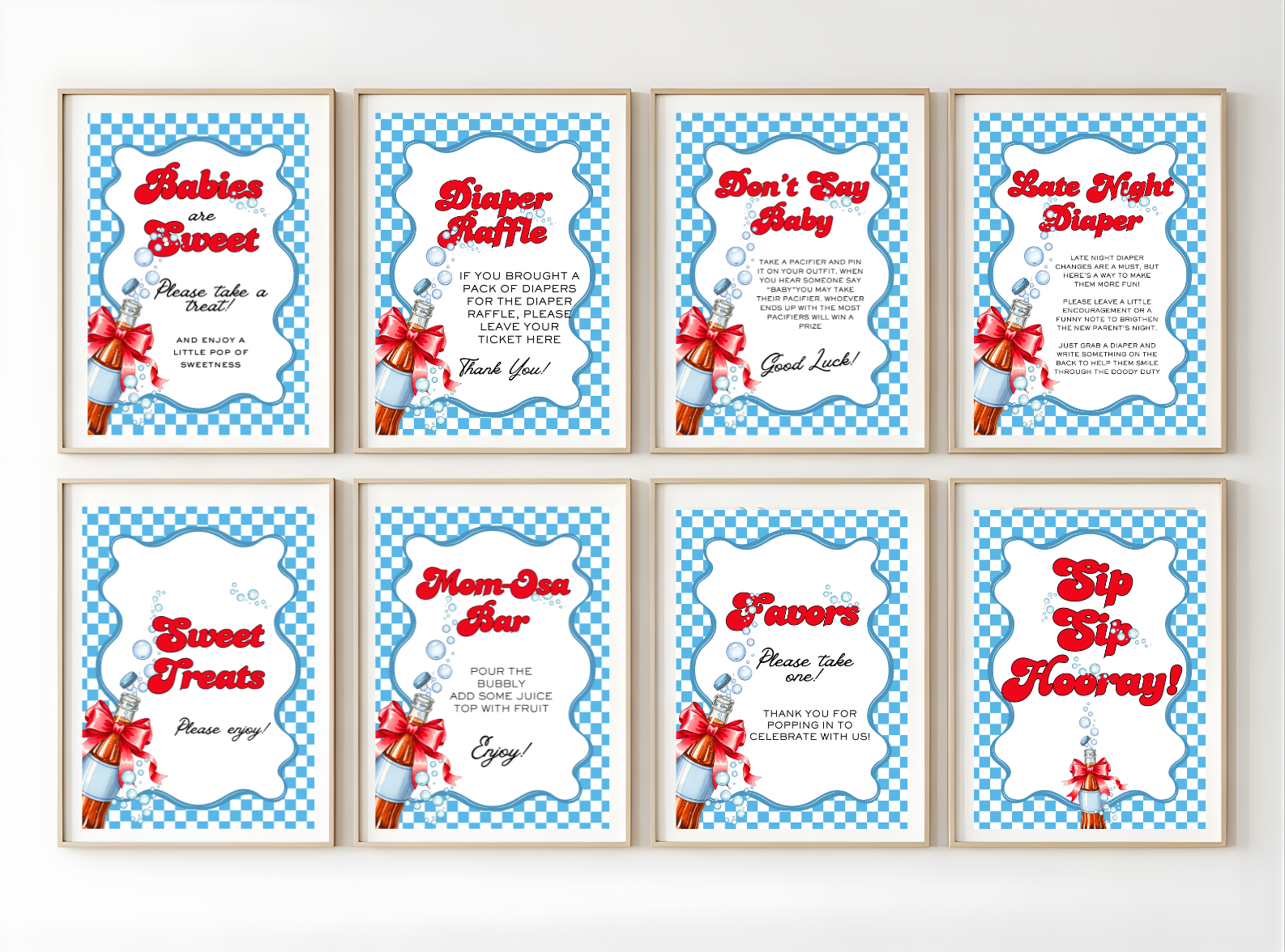 Blue Ready to Pop Baby Shower Signs 