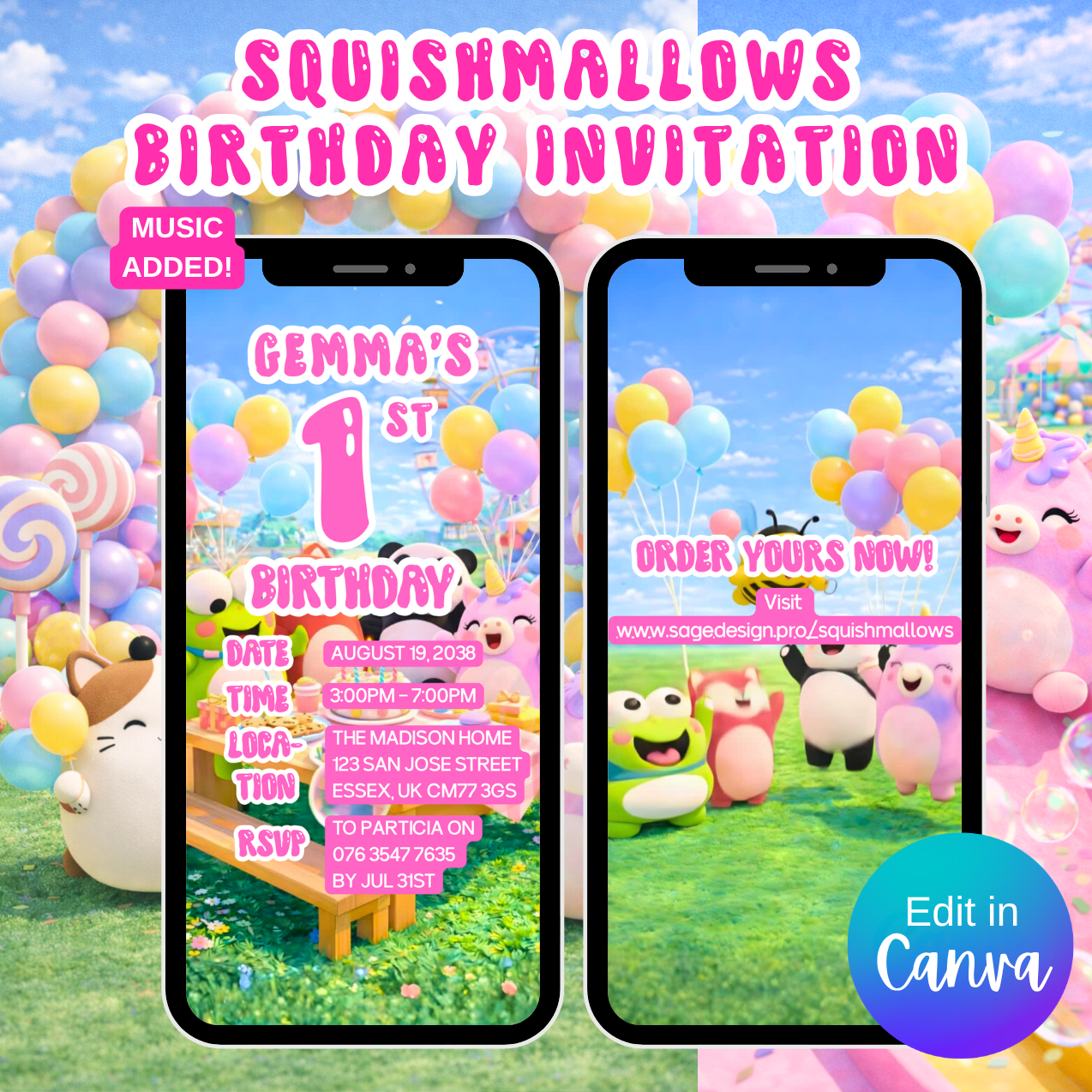 Squishmallows Birthday Invitation Video