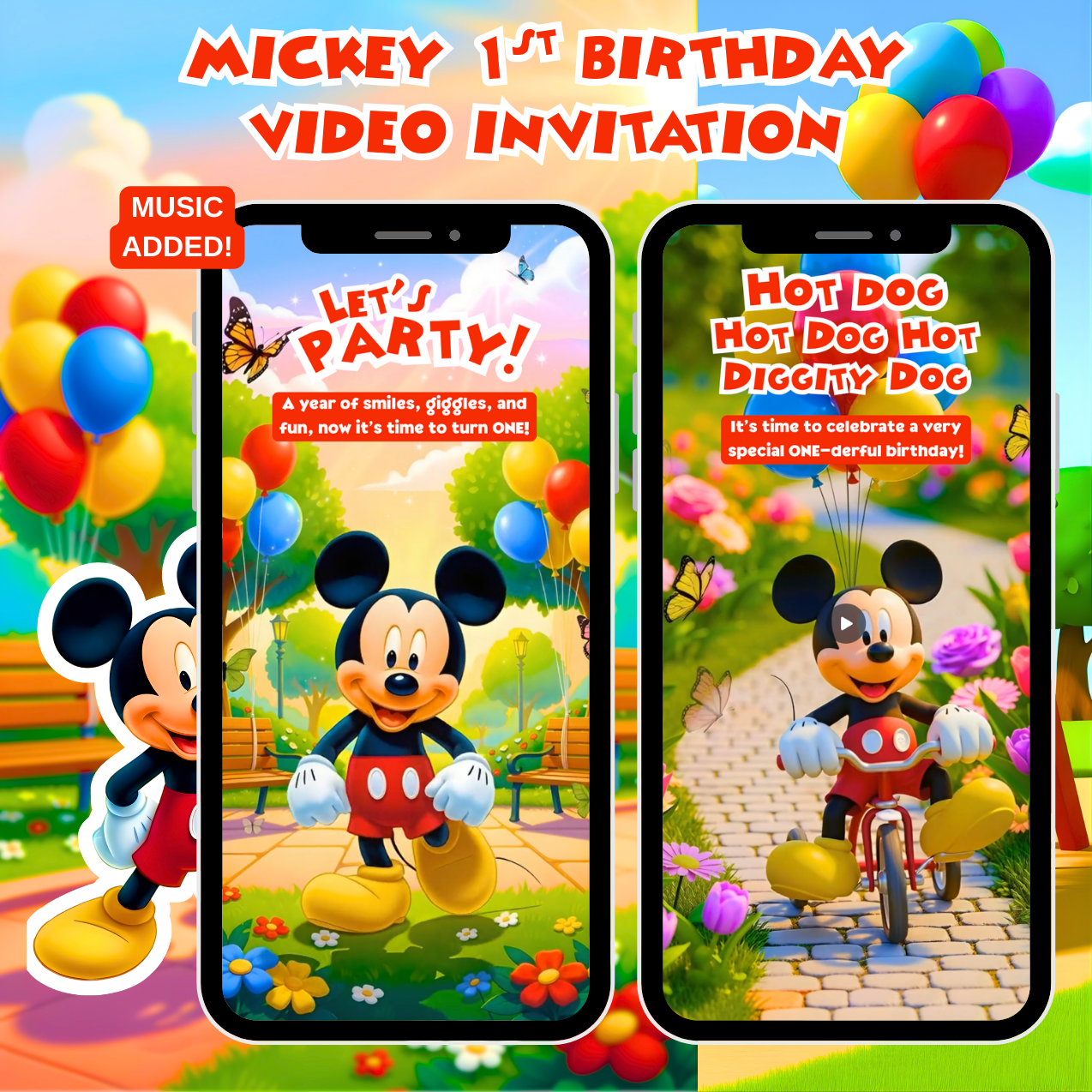 Mickey Mouse 1st Birthday Video Invitation 