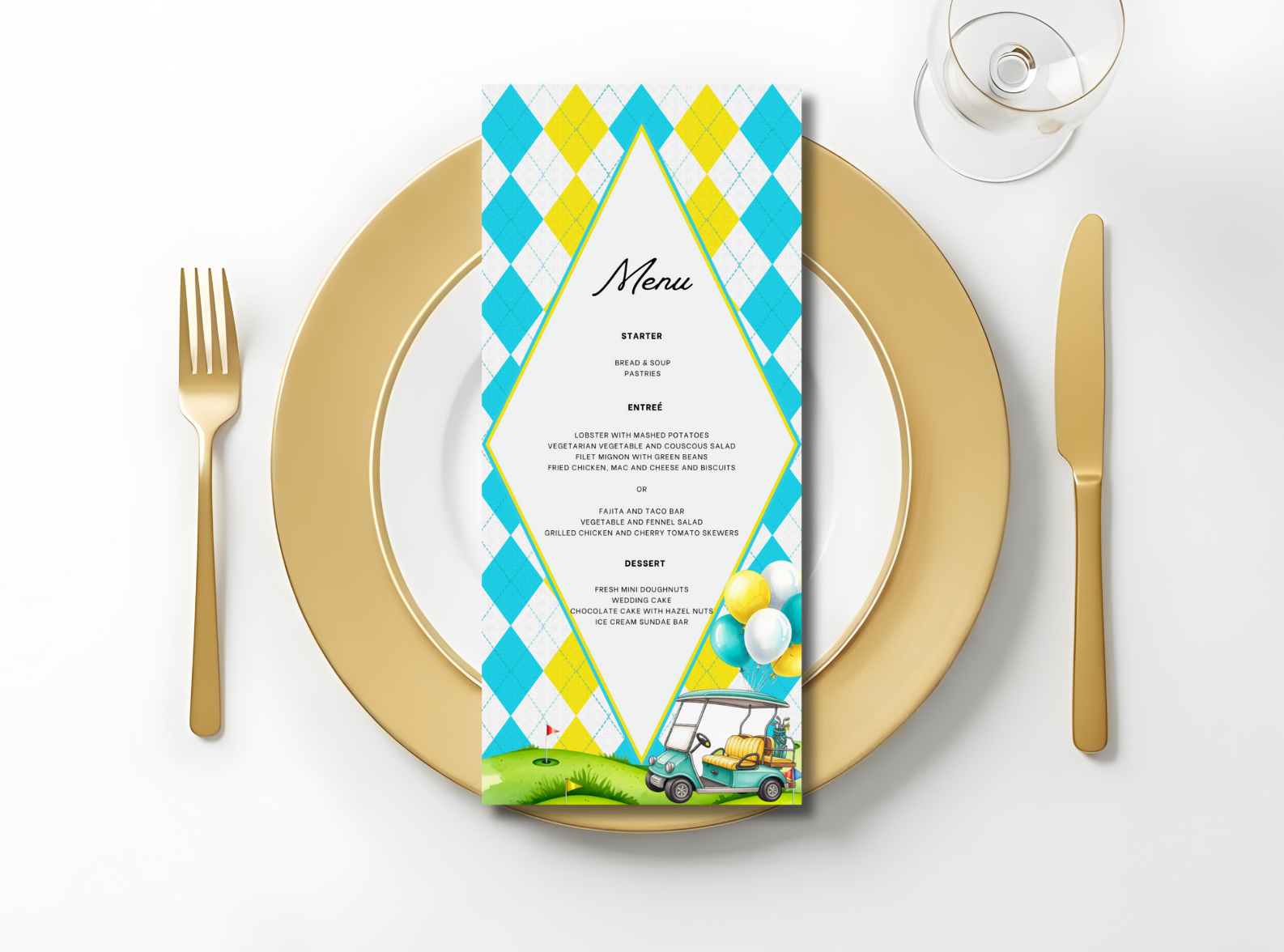 Golf Party Menu Template Printable 