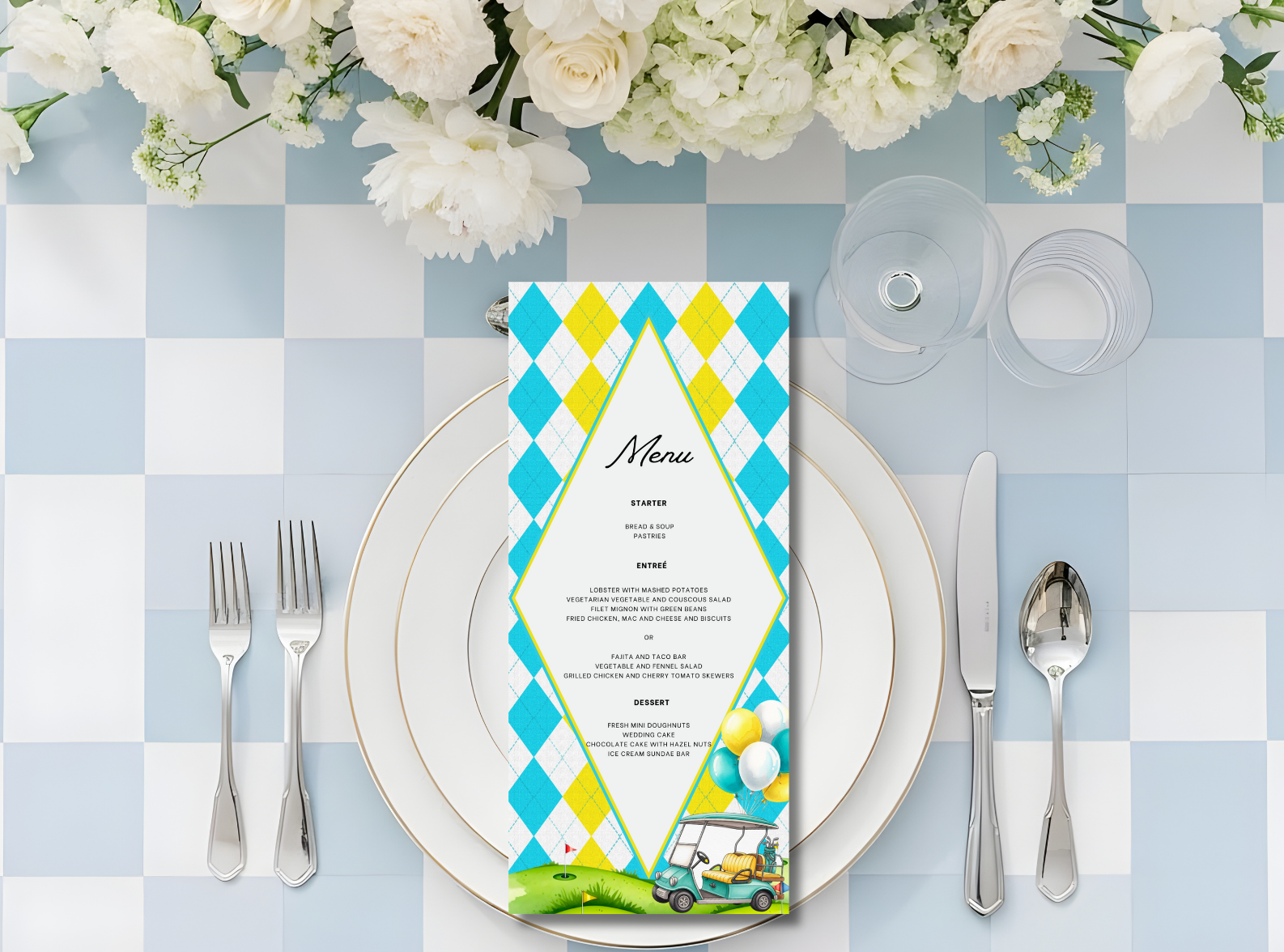 Golf Party Menu Template Printable 