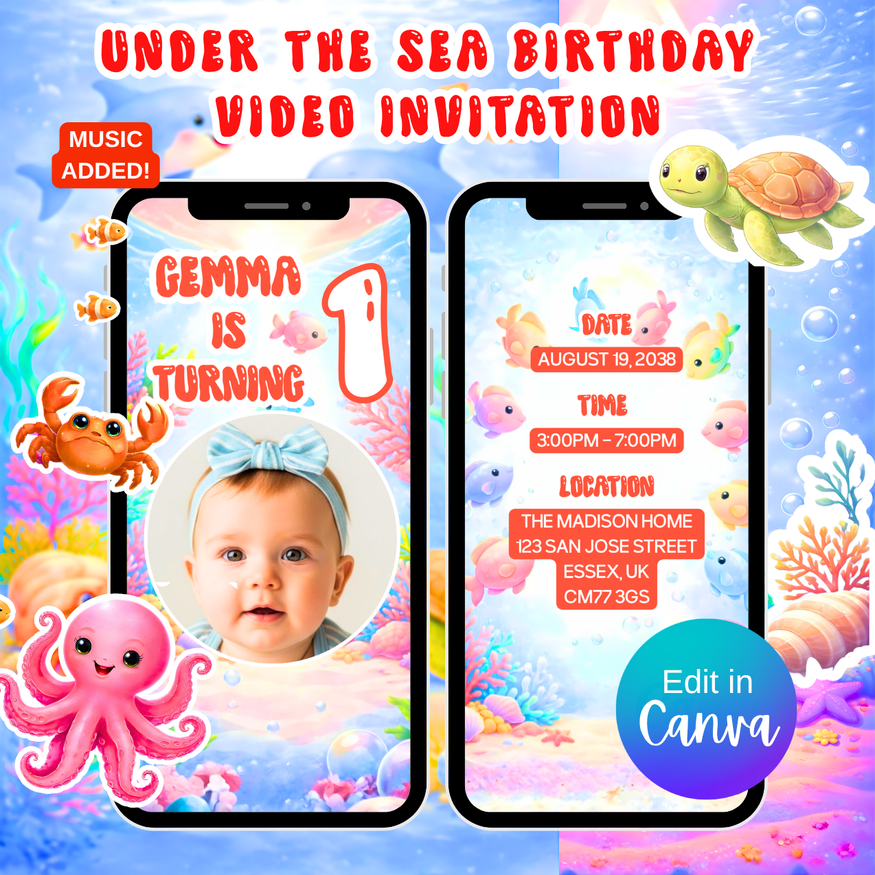 Under the Sea Birthday Video Invitation