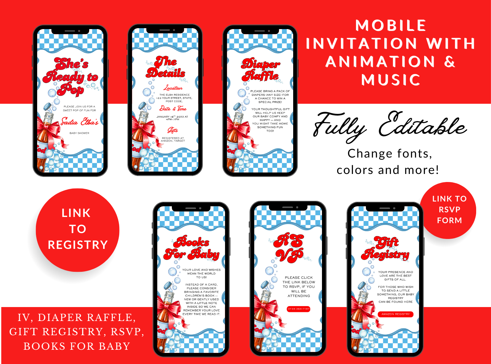 She’s Ready to Pop Mobile Animation Invitation with Music