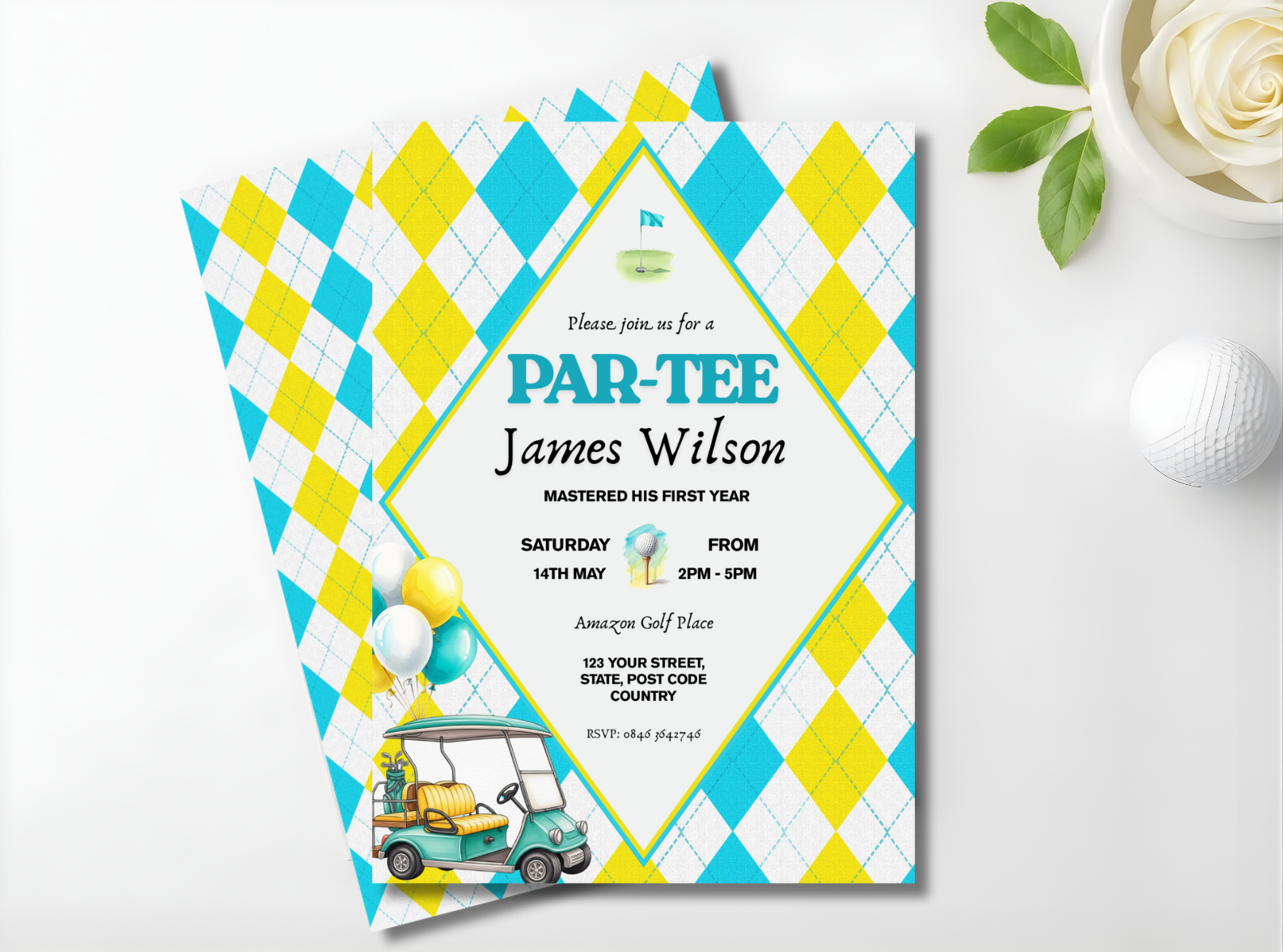 Golf First Birthday Party Invitation