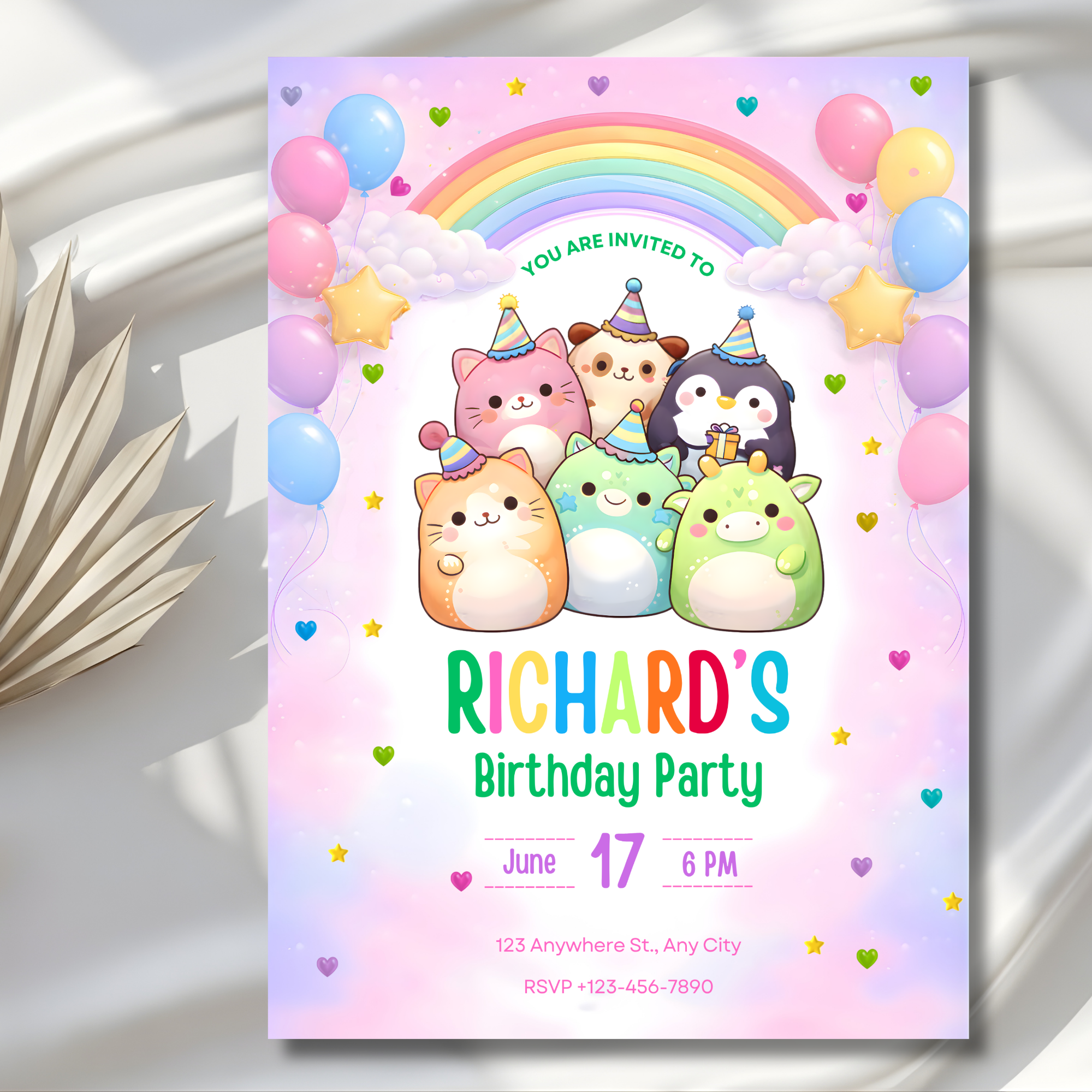 Squishmallow Birthday Invitation Template