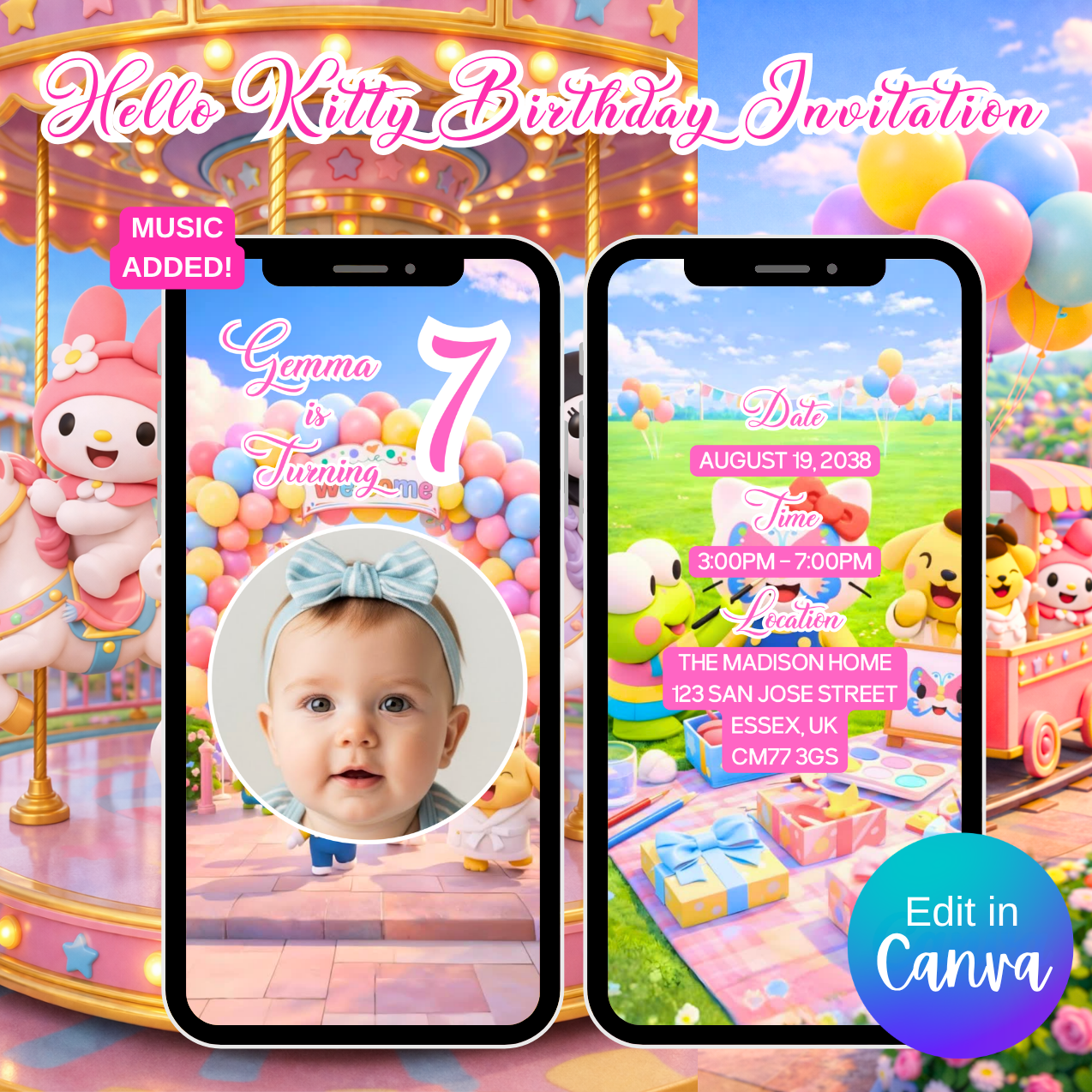 Hello Kitty Birthday Video Invitation