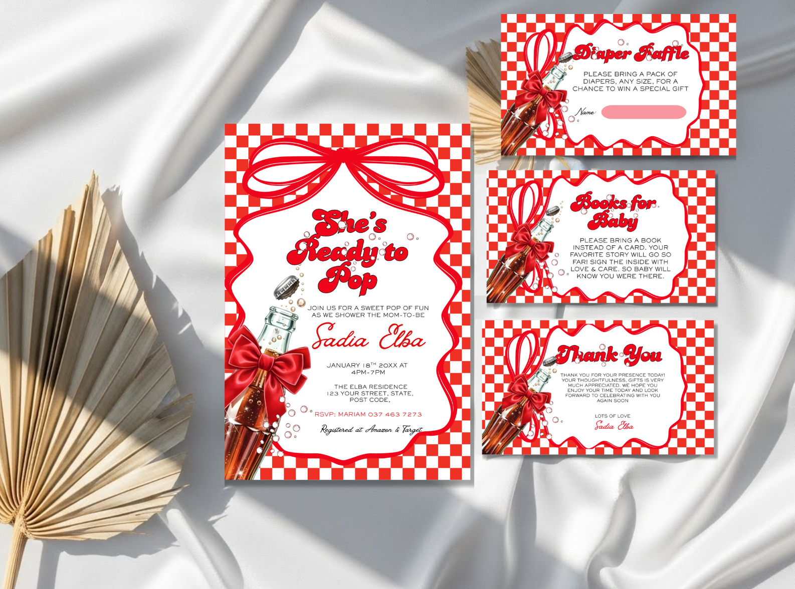 Ready to Pop Baby Shower Invitation Set