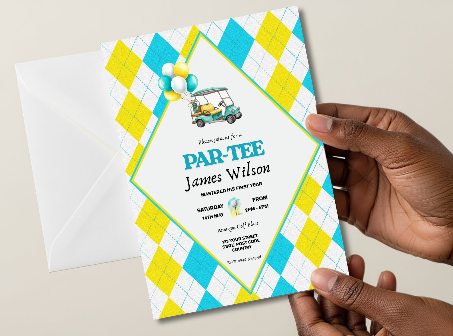 Golf First Birthday Party Invitation