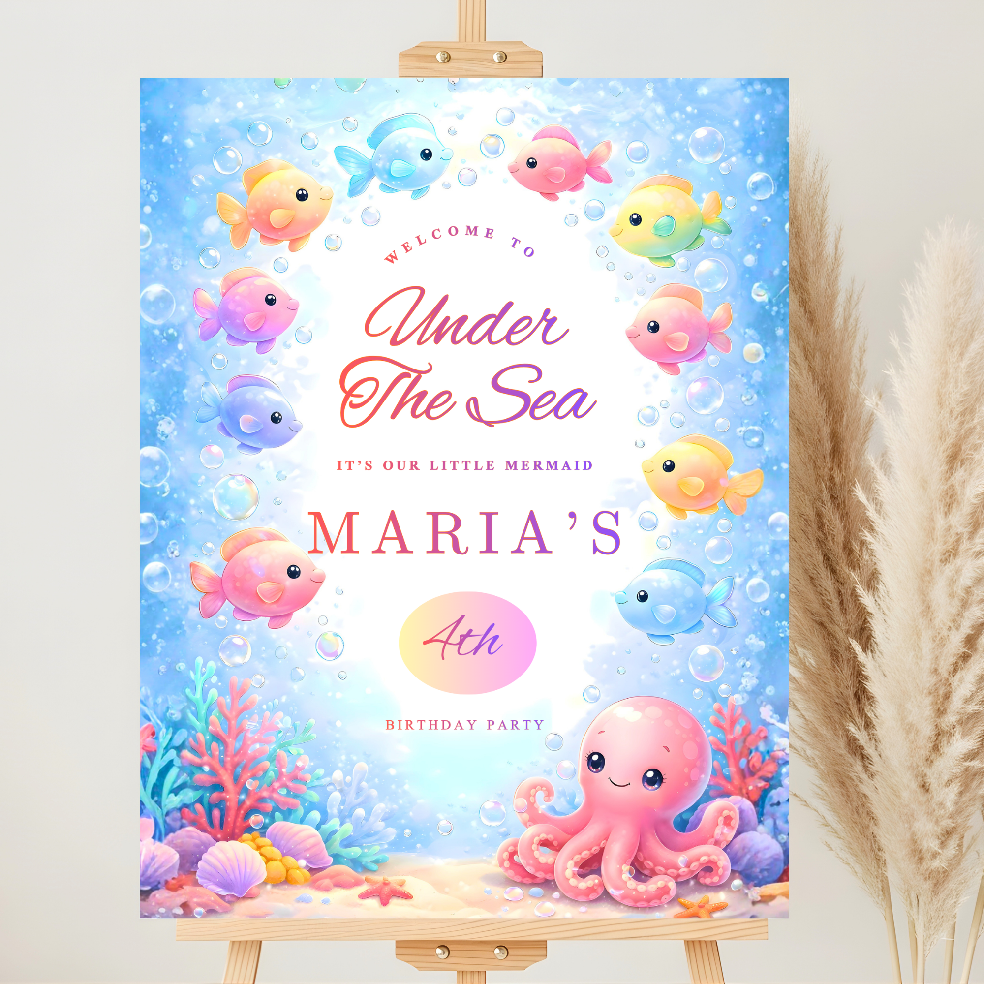 Under The Sea Mermaid Birthday Party Sign