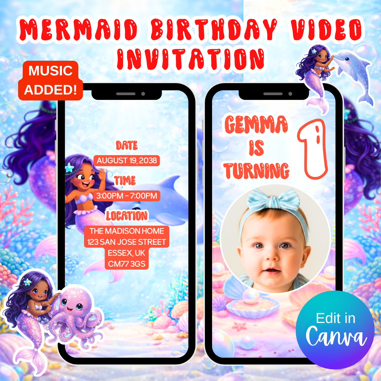 Mermaid Birthday Video Invitation