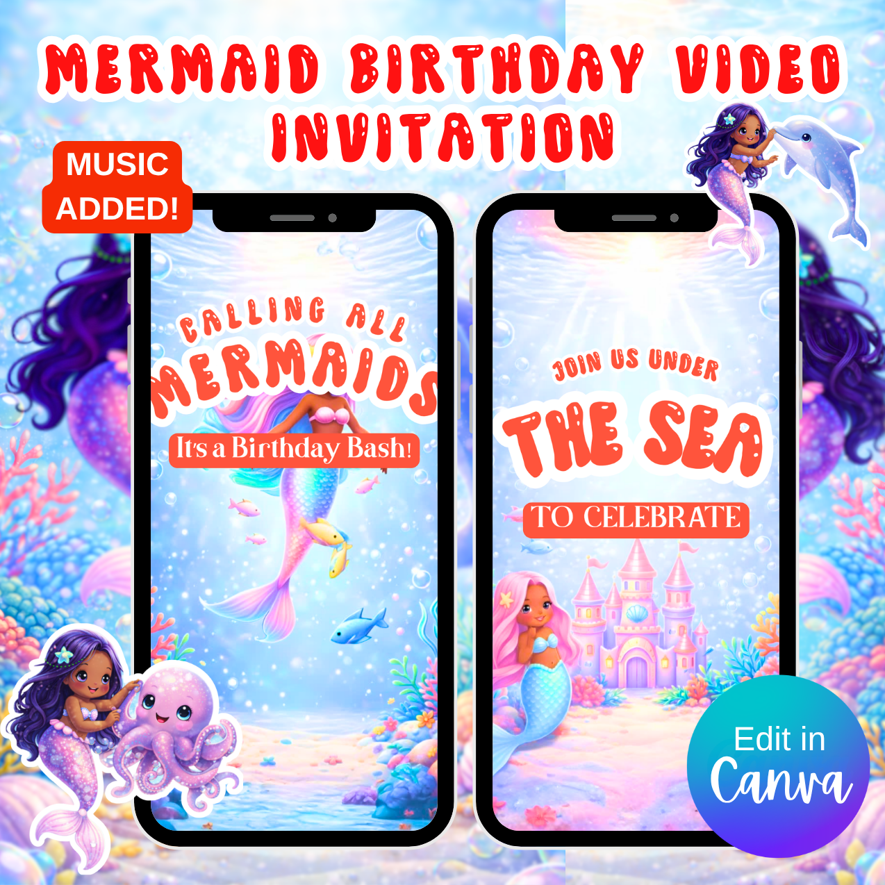 Mermaid Birthday Video Invitation