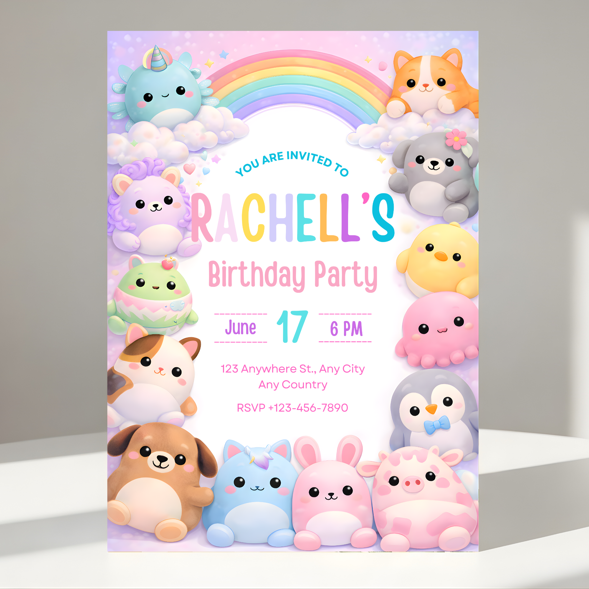 Squishmallow Birthday Invitation: Printable Girl Party Invite (Digital Download)
