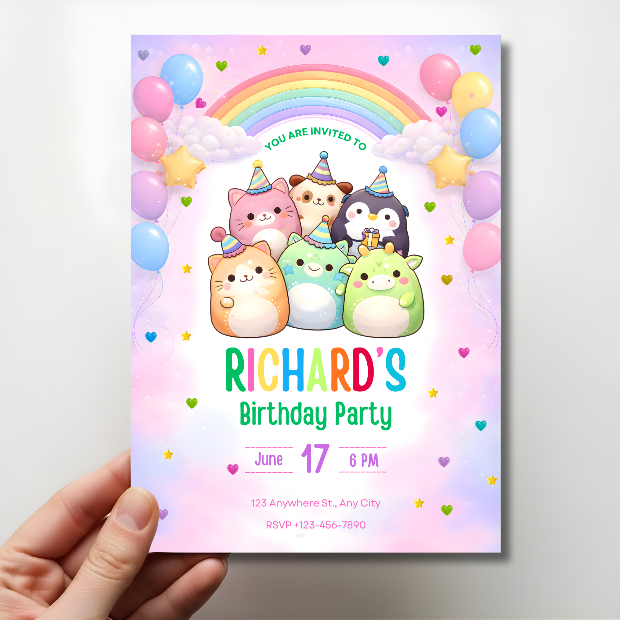 Squishmallow Birthday Invitation Template