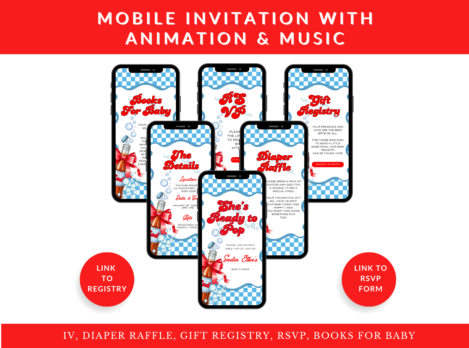 She’s Ready to Pop Mobile Animation Invitation with Music