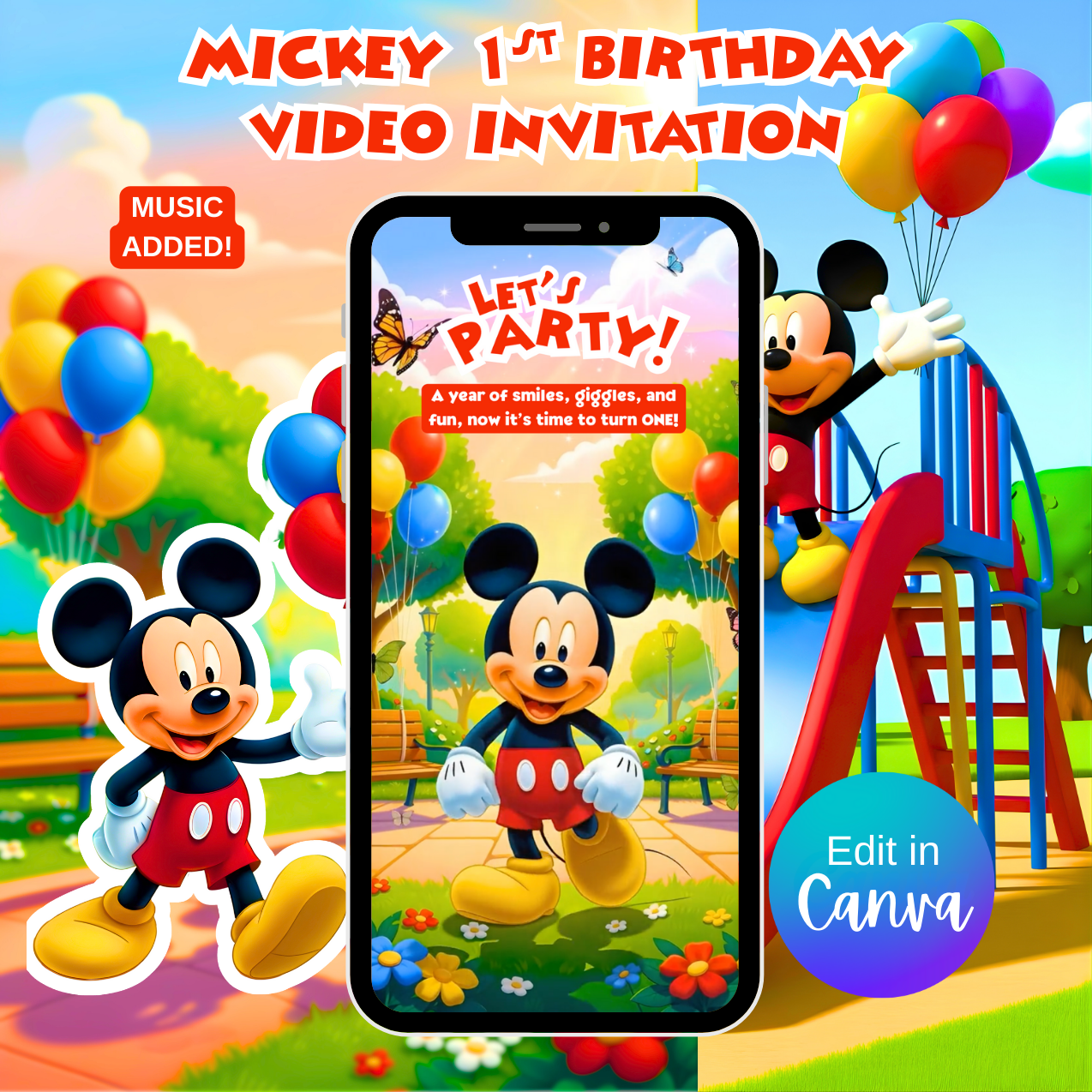 Mickey Mouse 1st Birthday Video Invitation