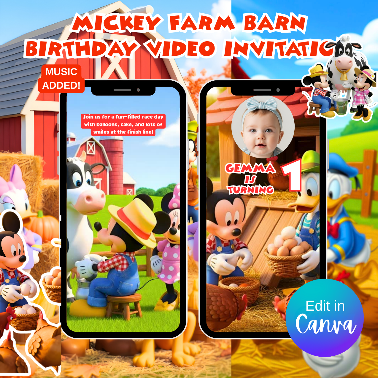 Mickey Farm Barn Birthday Video Invitation