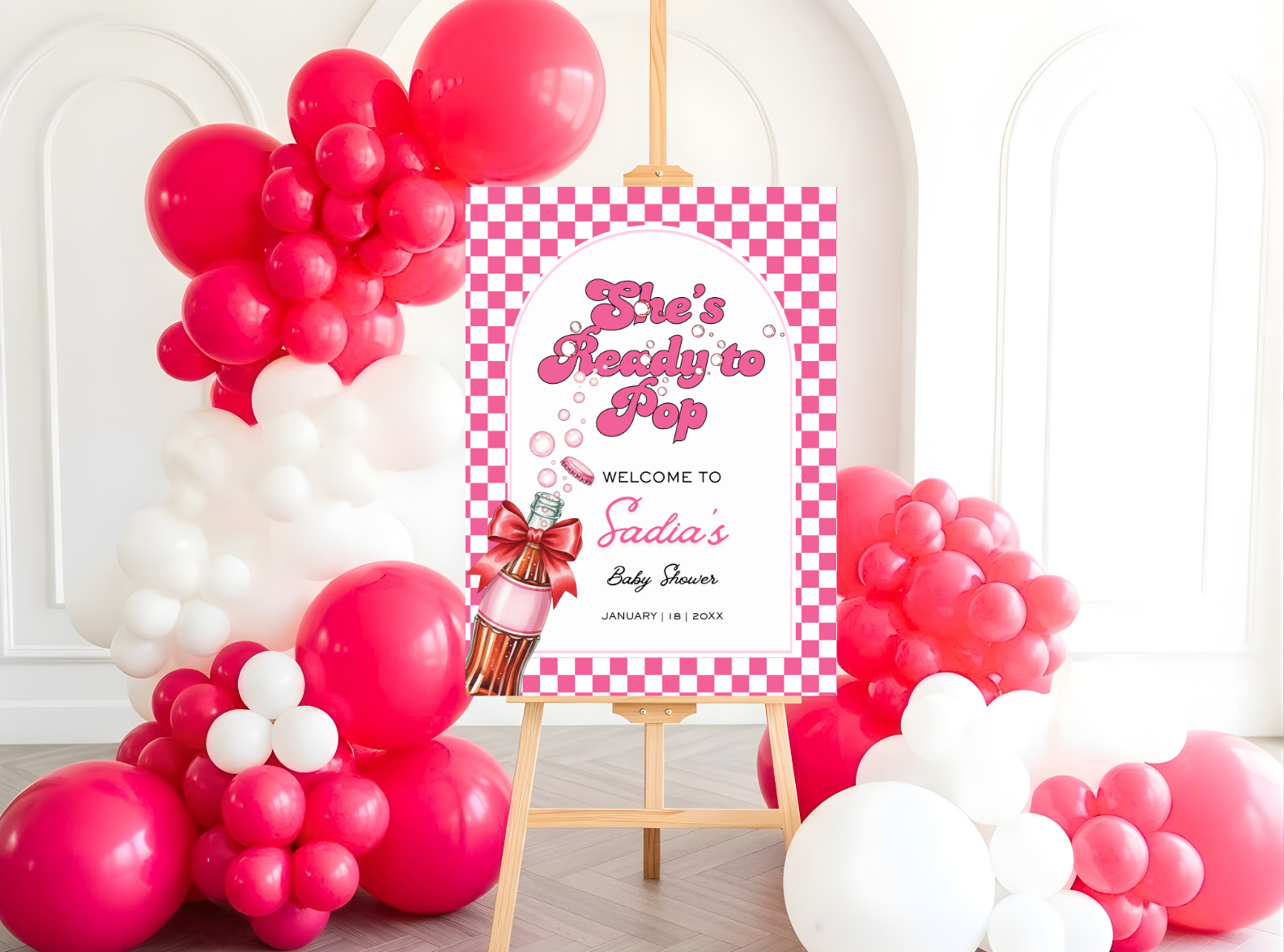  She's Ready To Pop baby shower welcome sign